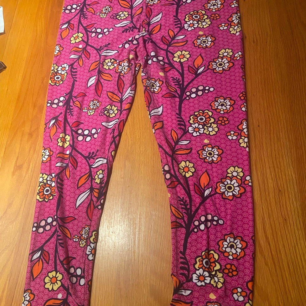 Lularoe Funky Flower Pink Leggings